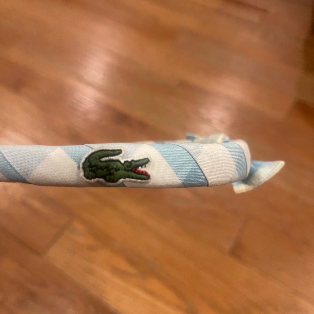 Lacoste blue and white kids headband with bow. Worn once. Like new condition.